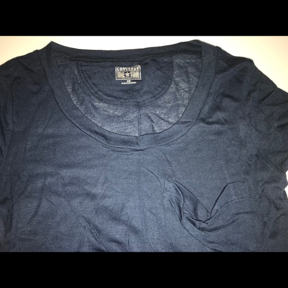 💙🤍👚CONVERSE 💙Navy Tee & 🤍White Ruffle Top NWT - Picture 3 of 10